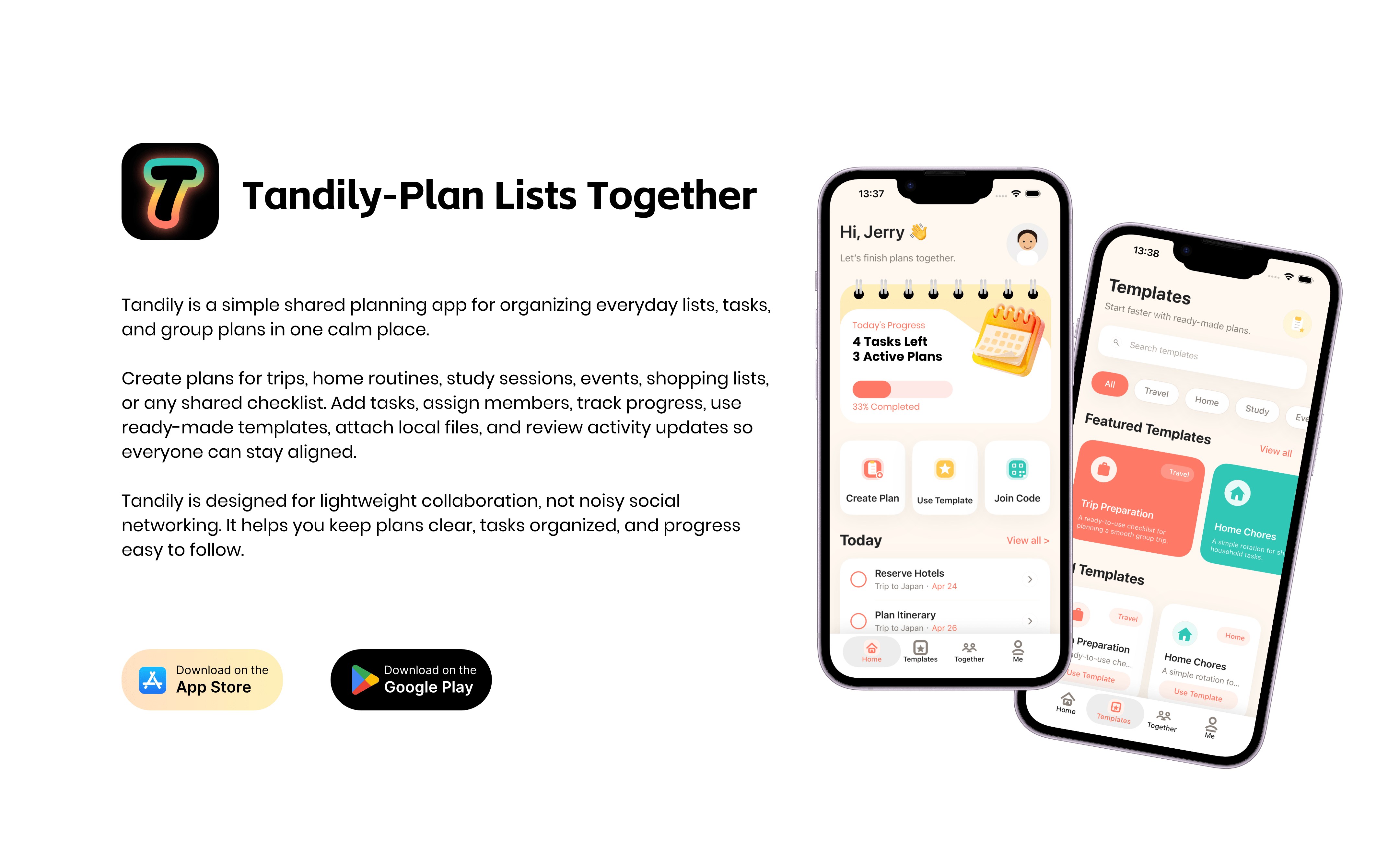 Tandily - Plan Lists Together